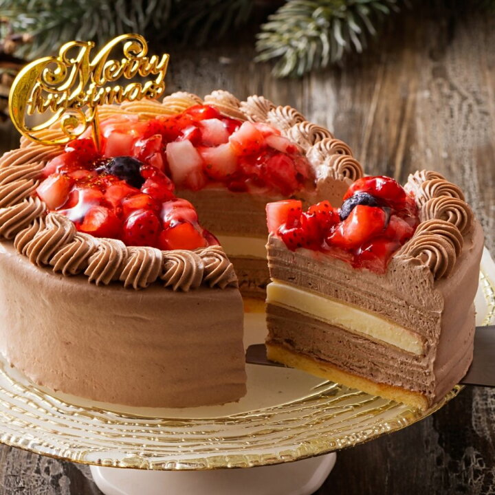 楽天市場 誕生日ケーキ バースデー ケーキ 手作り チョコレートケーキ ミルクレープ クレープ チョコレート 4号 2人用 3人用 4人用 生チョコ プレミアムミルクレープケーキ シュシュクレープギフトショップ