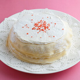 母の日 プレゼント 2024 スイーツ プレゼント ギフト ケーキ ミルクレープ ホールケーキ ストロベリー いちご 誕生日ケーキ 内祝い パーティー 手作り もっちり食感の手作りミルクレープストロベリーミルクレープ1ホール