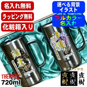 【化粧箱入り】ビールジョッキ サーモス ペア 名入れ プレゼント 真空断熱 保温 保冷 食洗器 対応 ステンレス 名前入り プリント 印刷 ビアグラス ビールグラス 父の日 カラー 男性 女性 バ