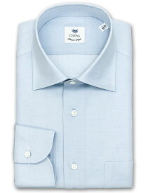 スリムフィット CHOYA Classic Style ワイシャツ スリム メンズ 長袖 ブルー無地 ワイドカラーシャツ 綿100% ブルー(ccd110-250)