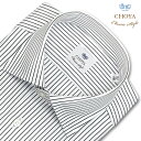 ワイシャツ メンズ スリムフィット CHOYA Classic Style 長袖 ブラックのピンストライプ ワイドカラーシャツ 綿100% ホワイト(ccd110-385) 25FA