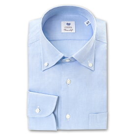 【最大1000円オフクーポンあり】 長袖 ワイシャツ メンズ CHOYA Classic Style スリムフィット 綿100% シャンブレーロイヤルオックスフォード ボタンダウンシャツ 綿100% スカイブルー (ccd312-250) 24FA 2406SS