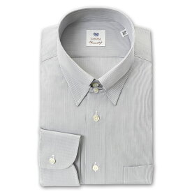 【最大1000円オフクーポンあり】 長袖 ワイシャツ メンズ CHOYA Classic Style スリムフィット Yシャツ グレー ヘアラインストライプ タブカラーシャツ 綿100% ライトグレー (ccd314-380) 24FA 2406de