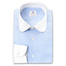 長袖 ワイシャツ メンズ CHOYA Classic Style スリムフィット Yシャツ クレリックラウンドカラー シャンブレースカイブルー ピンオックスフォード 綿100% (ccd315-250) 24FA 2406SS