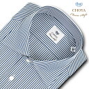 ワイシャツ メンズ スリムフィット CHOYA Classic Style 長袖 Yシャツ ネイビーロンドンストライプ ワイドカラーシャツ 綿100% ネイビー(ccd800-355) 2507FS