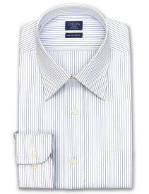 Yシャツ 日清紡アポロコット 長袖 ワイシャツ メンズ 形態安定 ブルーストライプ レギュラーカラーシャツ 綿100% ブルー CHOYA SHIRT FACTORY(cfd133-450) (sa1)