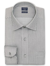 Yシャツ 日清紡アポロコット 長袖 ワイシャツ メンズ 形態安定 ブラウングレー ペンシルストライプ セミワイドカラーシャツ 綿100% グレー CHOYA SHIRT FACTORY(cfd151-480) 2406de
