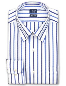 Yシャツ カジュアル 日清紡アポロコット COOL CONSCIOUS 長袖 ワイシャツ メンズ 形態安定 ブルーストライプ ボタンダウンシャツ 綿100% ブルー CHOYA SHIRT FACTORY(cfd160-450)