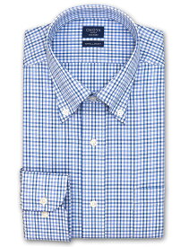 Yシャツ カジュアル 日清紡アポロコット COOL CONSCIOUS 長袖 ワイシャツ メンズ 形態安定 ブルーグラフチェック ボタンダウンシャツ 綿100% ブルー CHOYA SHIRT FACTORY(cfd160-651)