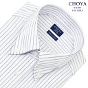 CHOYA ワイシャツ メンズ 長袖 アポロコット ノーアイロン 形態安定 日清紡 CHOYA SHIRT FACTORY ボタンダウン ブルーストライプ 綿100％ レギュラーフィット(cfd164-451) (sa1) APR10
