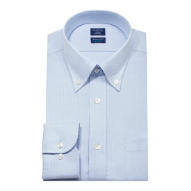 CHOYA SHIRT FACTORY 日清紡アポロコット スリムフィット ワイシャツ メンズ 長袖 スリム 綿100％ ドレスシャツ 形態安定加工 ブルー 青 ドビー ボタンダウン|