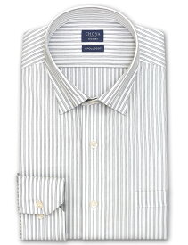 Yシャツ 日清紡アポロコット COOL CONSCIOUS長袖 ワイシャツ メンズ 形態安定 グレーストライプ スナップダウンシャツ 綿100% グレー CHOYA SHIRT FACTORY(cfd450-481)