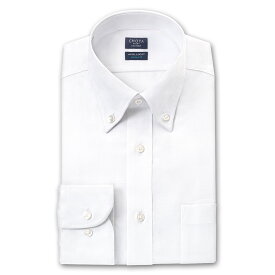 Yシャツ 日清紡アポロコット 長袖 ワイシャツ スリムフィットモデル 形態安定 白ドビーミニダイアチェック ボタンダウンシャツ 綿100% ホワイト メンズ CHOYA SHIRT FACTORY(cfd723-200) (sa1)