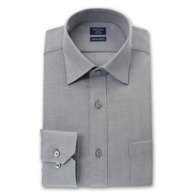 Yシャツ 日清紡アポロコット 長袖 ワイシャツ 形態安定 グレー 灰色 ワイドカラー 綿100% メンズ CHOYA SHIRT FACTORY(cfd750-280) (sa1)
