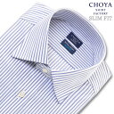 アポロコット ワイシャツ 長袖 スリムフィット メンズ 形態安定 ブルーパープルストライプ ワイドカラー 綿100% CHOYA SHIRT FACTORY(cfd832-450) (sa1)