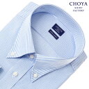CHOYA アポロコット ワイシャツ メンズ 長袖 日清紡 形態安定 CHOYA SHIRT FACTORY ボタンダウン ブルーストライプ 綿100% キングサイズ(cfd971-450) APR10