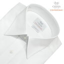 CHOYA CONTEMPORARY 長袖 ワイシャツ 白 綿100％ メンズ 形態安定加工 ホワイト 白無地 レギュラーカラー