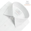 CHOYA CONTEMPORARY ワイシャツ 白 メンズ 長袖 綿100％ 形態安定加工 ホワイト ドビー ストライプ ワイドカラー