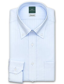 Yシャツ 長袖 ワイシャツ メンズ 形態安定 吸水速乾 ストレッチ テレワーク ブルードビーストライプ ボタンダウンシャツ 綿：65% ポリエステル：35% ブルー SHIRT MAKER CHOYA(cmd110-250)