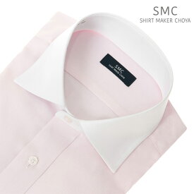 ワイシャツ メンズ 長袖 綿100％ 形態安定 クレリック セミワイドカラー ピンオックス ピンク SHIRT MAKER CHOYA 2403ft【review】