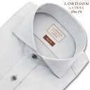 ワイシャツ メンズ 長袖 LORDSON カッタウェイカラー 形態安定 グレードビー グレー スリムフィット 綿100% LORDSON(cod084-180) (sa1)