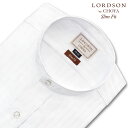 スタンドカラー ワイシャツ メンズ 長袖 LORDSON 形態安定 白ドビーストライプ ホワイト スリムフィット 綿100% LORDSON(cod090-200) (sa1)