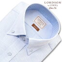 ワイシャツ メンズ 長袖 LORDSON ボタンダウン 形態安定 ブルードビー 青 水色 スリムフィット 綿100% LORDSON(cod093-250) (sa1) 25FA