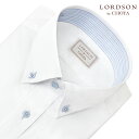 【最大1,000円OFFクーポンあり】ワイシャツ メンズ 長袖 LORDSON 形態安定 白ドビーストライプ ホワイト ボタンダウン シャツ|綿100％(cod143-200) 25FA 2506SS