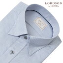 ワイシャツ メンズ 長袖 LORDSON 形態安定 ネイビー 紺 ドビー スナップダウン 綿100％ 25FA