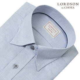 ワイシャツ メンズ 長袖 綿100％ ドレスシャツ LORDSON 形態安定 ネイビー 紺 ドビー スナップダウン 2512CL