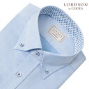 ワイシャツ メンズ 長袖 LORDSON 形態安定 ネイビー 紺 ドビー ボタンダウン 綿100％ 25FA 2506CL