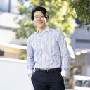 LORDSON ワイシャツ メンズ 長袖 綿100％ 形態安定 ブルー グレー ネイビー マルチカラーストライプ ワイドカラー クレリック シャツ 青 紺色 ドレスシャツ (cod911-455) (sa1) 2508ft 2509ft