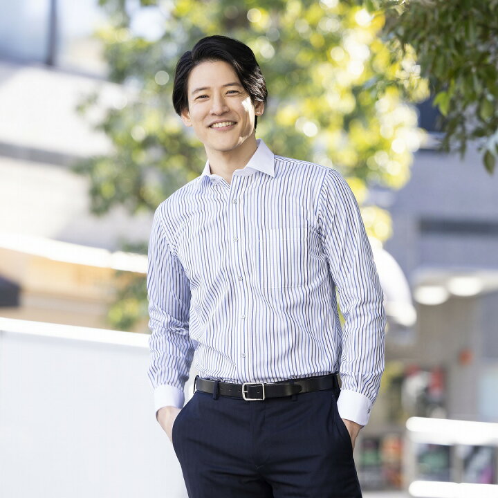 楽天市場】長袖 ワイシャツ メンズ 綿100％ 形態安定 ブルー グレー  