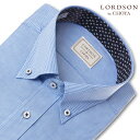 ワイシャツ メンズ 長袖 LORDSON 形態安定 ブルードビー ボタンダウン シャツ 綿100% 青(cod913-255) (sa1) 25FA