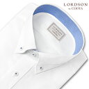 LORDSON ワイシャツ 白ドビー 綿100% メンズ 長袖 形態安定 ボタンダウン ショートカラー シャツ ホワイト レギュラーフィット(cod915-200) (sa1) 2512CL 2601FTS