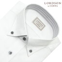 LORDSON by CHOYA ロードソン 長袖 ワイシャツ メンズ 形態安定加工 ホワイト 白 ドビー ストライプ ボタンダウン 綿100％ 2509ft 2510ft