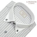 LORDSON by CHOYA ロードソン 長袖 ワイシャツ メンズ 形態安定加工 グレー ストライプ クレリック 綿100％ レギュラーフィット 2510ft 2511ft