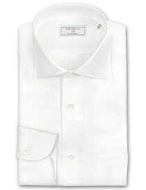 ワイシャツ 白 メンズ 長袖 カッターシャツ 綿100% 日本製Yシャツ CHOYA1886 白ドビーストライプ カッタウェイシャツ ホワイト(cvd321-200) 就活 冠婚葬祭
