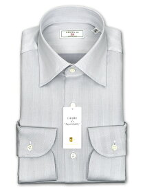 長袖 ワイシャツ メンズ カッターシャツ 綿100% 日本製Yシャツ CHOYA1886 ヘリンボーン ワイドカラー ドレスシャツ 高級 上質 (cvd910-280)