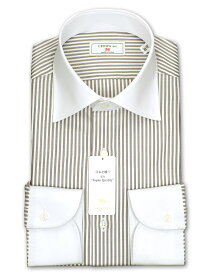 長袖 ワイシャツ メンズ カッターシャツ 綿100% 日本製Yシャツ CHOYA1886 ロンドンストライプ ワイドカラー クレリック 高級 上質 (cvd912-475)