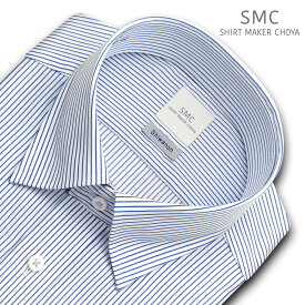 【最大1000円オフクーポンあり】 Yシャツ Shiwanon 長袖 ワイシャツ メンズ 形態安定 ペンシルストライプ ショートポイント スナップダウンシャツお手入れ簡単 綿：50% ポリエステル：50% ブルー SHIRT MAKER CHOYA(cmd342-450) 2406SS