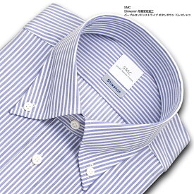 Yシャツ Shiwanon 長袖 ワイシャツ メンズ 形態安定 パープルロンドンストライプ ボタンダウンシャツ お手入れ簡単 綿：50% ポリエステル：50% グレー SHIRT MAKER CHOYA(cmd822-455)