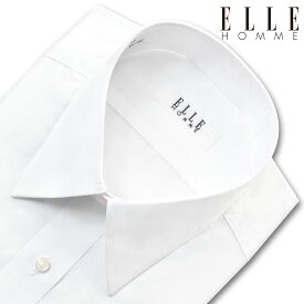 ELLE HOMME 長袖 ワイシャツ メンズ 形態安定 ゆったり 白ブロード レギュラーカラーシャツ 綿 ポリエステル ホワイト 高級 上質 キングサイズ (zed001-100) 就活 冠婚葬祭