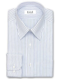 ELLE HOMME 長袖 ワイシャツ メンズ 形態安定 ブルートーンストライプ レギュラーカラーシャツ 綿 ポリエステル ブルー ネイビー(zed170-355) (sa1)