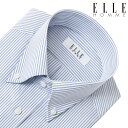 ELLE HOMME 長袖 ワイシャツ メンズ 形態安定加工 ゆったり ブルーストライプ ネイビー 青 ボタンダウン 綿 ポリエステル ドレスシャツ Yシャツ ビジネスシャツ(zed181-355)