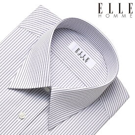 ELLE HOMME ワイシャツ メンズ 長袖 形態安定加工 ゆったり グレー ストライプ レギュラーカラー