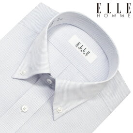 ELLE HOMME ワイシャツ メンズ 長袖 形態安定加工 ゆったり グレードビー ボタンダウン