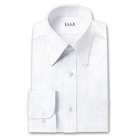 【最大1000円オフクーポンあり】 ELLE HOMME 長袖 ワイシャツ メンズ 形態安定 ゆったり 白ドビーダブルストライプ レギュラーカラー 綿：50% ポリエステル：50% ホワイト(zed730-200) 2406ss