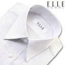 形態安定ワイシャツ メンズ 長袖 ELLE HOMME ライトグレー ボーダー レギュラーカラー 綿50% ポリエステル50% 灰色(zed730-281)