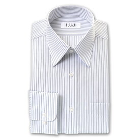 【最大1000円オフクーポンあり】 ELLE HOMME 長袖 ワイシャツ メンズ 形態安定 ゆったり グレーオルタネイトストライプ レギュラーカラー 綿：50% ポリエステル：50% 白 ホワイト グレー(zed730-480) 2406ss